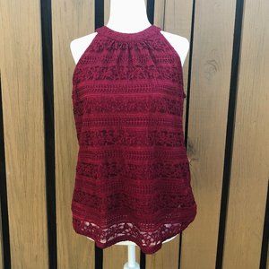 Monteau Los Angeles Burgundy Lace Tank
